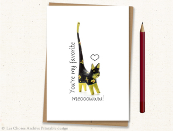 Preview of Love Card, Valentine Card, Printable, Cat Lover Card, Funny Card 5"X7"