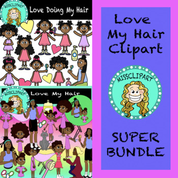 Preview of Love Doing My Hair Clipart BUNDLE (Color and B&W){MissClipArt}
