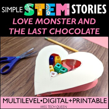 Preview of Love Monster Valentine's Day STEM Challenge February Activities Chocolate Box
