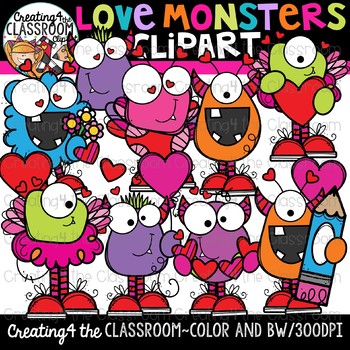 Preview of Love Monsters Clipart {Valentines Day Clipart}