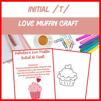 Preview of Love Muffin Initial /t/ Craft - Articulation, Speech, | Digital Resource
