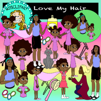Preview of Love Doing My Hair Clipart  (Color and B&W){MissClipArt}