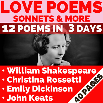 Preview of LOVE POETRY: Discussion Questions, Literary Devices, & Writing | Valentine's Day