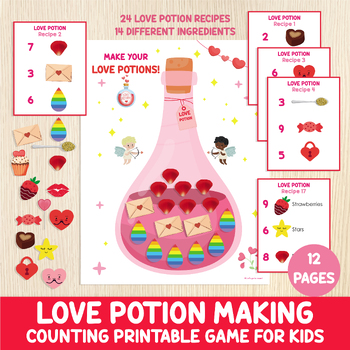 Preview of Love Potion Making Game, Counting Activity, Numbers, Pretend Play, Valentine