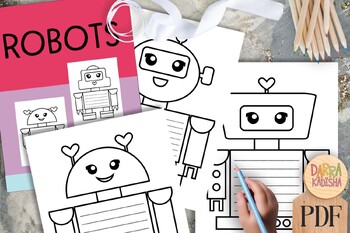 Preview of Love Robot - Valentine's day printable writing template pages
