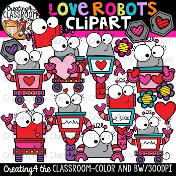 Preview of Love Robots Clipart {Valentines Day Clipart}