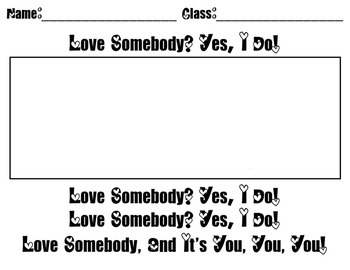 Preview of Love Somebody: Valentine's Day Folk Song Coloring Sheet