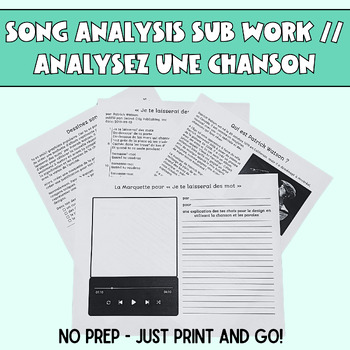 Preview of Love Song Analysis - French Sub Work // Valentine's Day Activity