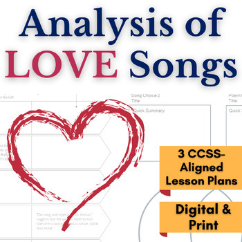 Preview of Love Song Analysis Paired Texts Lessons for High School English