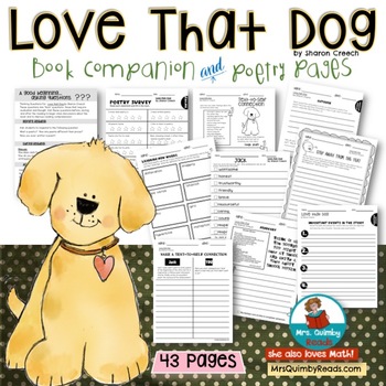 Preview of Love That Dog | Book Companion | Novel Study | Poetry Pages