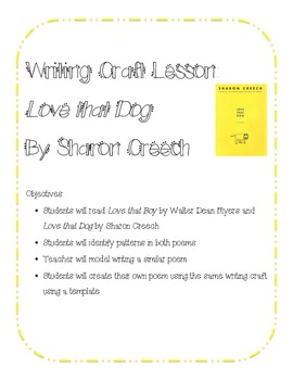 Love That Dog Poem by Teaching in Third | Teachers Pay Teachers