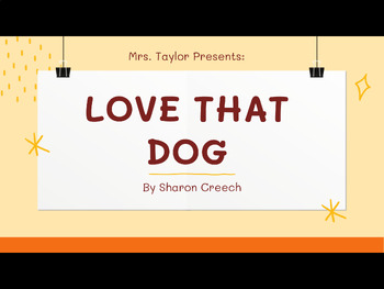 Preview of Love That Dog by Sharon Creech Novel Study