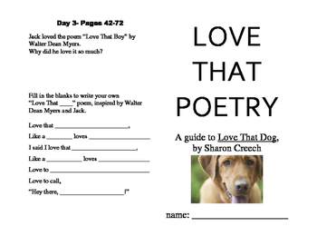 Love That Dog Novel Study Worksheets Teachers Pay Teachers