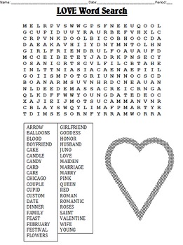 Love Themed Writing Activities And Fun Word Search Worksheets Valentine S Day