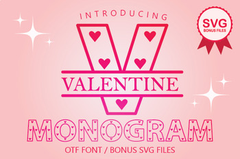 Preview of Love Valentine Split Monogram Name Border, Name Tag With Heart Element