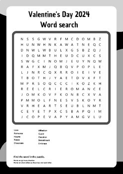 Preview of Love and Learn: Valentine's Day 2024 - Educational Word Search