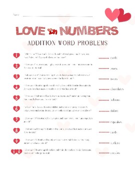 Preview of Love in Numbers ♥ Addition Word Problems