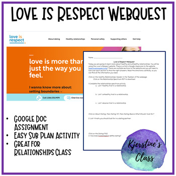 Preview of Love is Respect Webquest | Family and Consumer Sciences | FCS