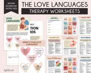 Preview of Love language workbook, five love languages worksheets, relationships, marriage