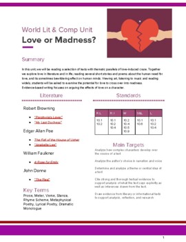 Preview of Love or Madness Unit *Great for Remote Learning*