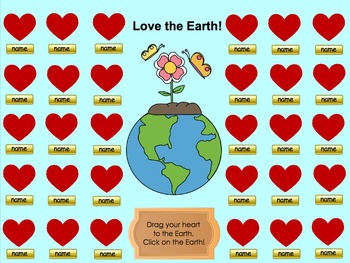 Preview of "Love the Earth" Earth Day Themed SMART Board Attendance Activity w/ SOUND