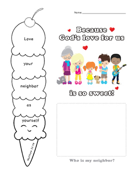 Love Your Neighbor Ice Cream Activity by Morning Glories  TpT