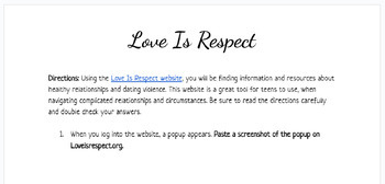 Preview of LoveIsRespect WebQuest