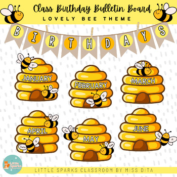 Preview of Lovely Bee Birthday Chart | Bulletin Board Kit