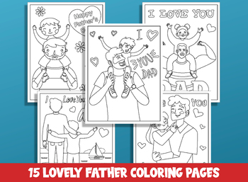 Preview of Lovely Father's Day Coloring Pages: 15 Sheets for Kids, Boys, Girls, and Teens