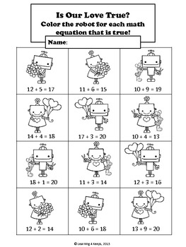 "Love"ly First Grade Math Freebie by Learning 4 Keeps | TpT