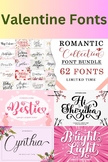 Lovely Romantic Valentine Fonts Collection Bundle | 62 fon