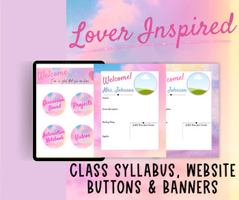 Preview of Lover Inspired Class Syllabus and Buttons and Banners For Class Websites