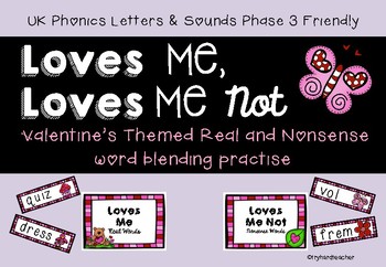 Preview of Phase 3 Valentine's nonsense word blending UK Phonics