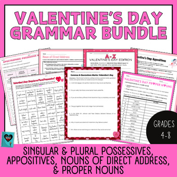 Preview of Valentine's Day Grammar Commas Singular Plural Figurative Lang Apostrophe Bundle
