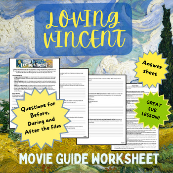 Preview of Loving Vincent Movie Guide Worksheet