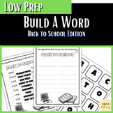 Low Prep Back to School Word Building Activity for Early F