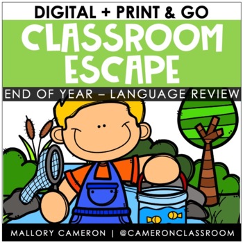 Preview of Digital + Print & Go Escape Room: End of Year Language Review* Distance Learning