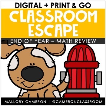 Preview of End of Year Math Escape Room | Digital + Print & Go