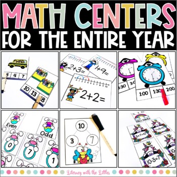 Preview of Low Prep Math Centers Bundle | Kindergarten & First Grade Task Box Activities