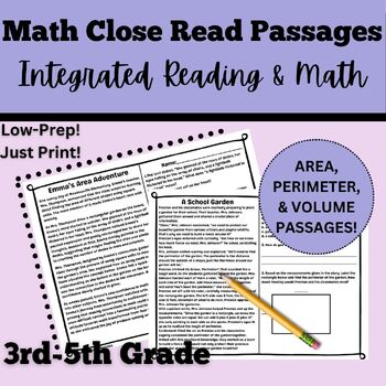 Preview of Real-World Area, Perimeter, and Volume Integrated Close Reading Passages