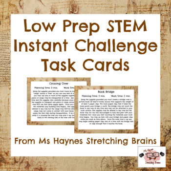 Preview of Low Prep STEM Instant Challenge Task Cards 