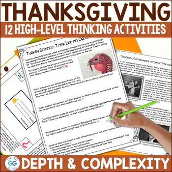 Preview of Low-Prep Thanksgiving Activities Depth and Complexity Printable and Digital