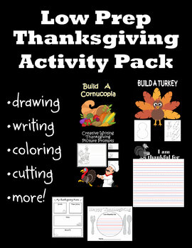 Preview of Low Prep Thanksgiving Activity pack 9 different activities