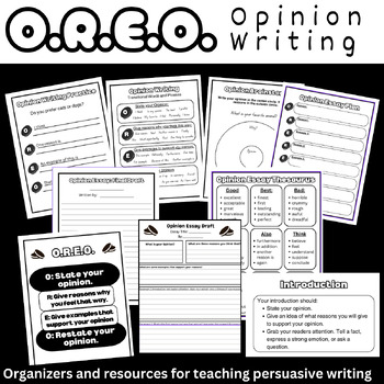 Preview of Low to No Prep! OREO: Opinion Writing Persuasive Graphic Organizer Packet