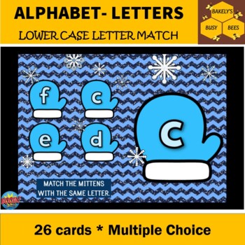 Preview of Lower Case Alphabet Letter Match- Winter Mittens- BOOM cards