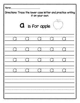 lower case letter trace a z by kindergarten busy bees tpt