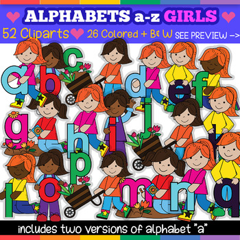 Preview of Lower Case Letters Clip Art - Girls Version