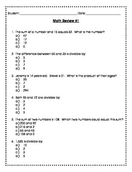 Lower Level Isee Math Test Prep Questions By Emily S Learning Corner