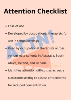 Preview of Lower Primary and Kindy Attention Screen by Occupational Therapists