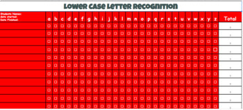 Preview of Lower and Upper Case Letter Recognition Recording Document Primary Color Code